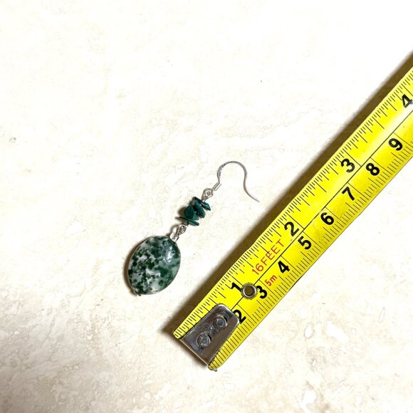 2/$20, Genuine Green Tree Agate & Malachite Gemstone Sterling Silver Earrings - Picture 7 of 11